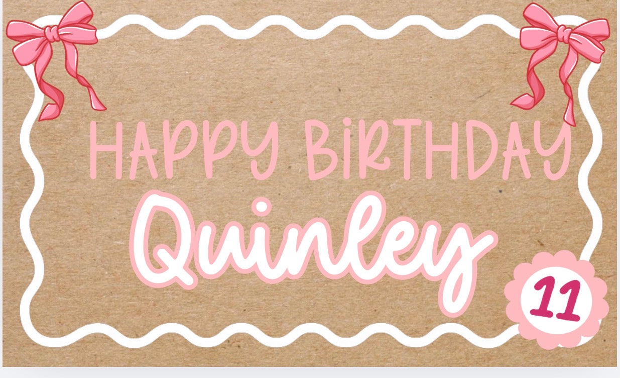 Pink Bow Birthday Banner