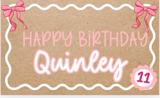 Pink Bow Birthday Banner
